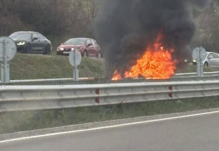 Две горящи коли блокираха трафика на Е-79 край Владая и Драгичево
