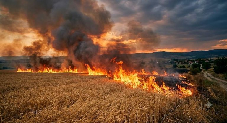 Разследват умишлен палеж за пожара край АМ „Тракия“, огнището тлее без опасност за населени места